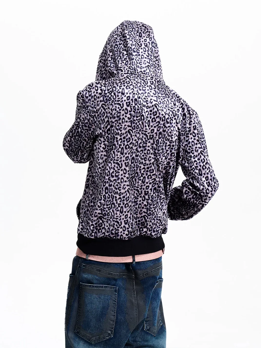 Fourth3ex | Velvet Leopard Print Zip-Up Hoodie