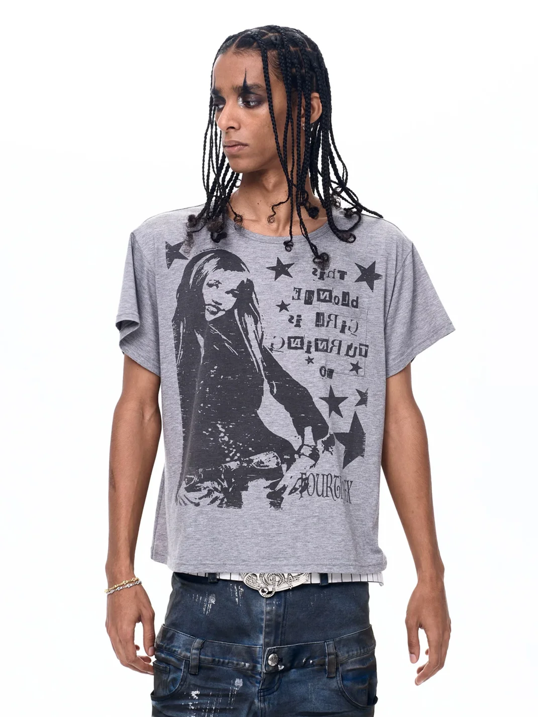 Fourth3ex | Portrait Print Short Sleeve Crewneck T-Shirt