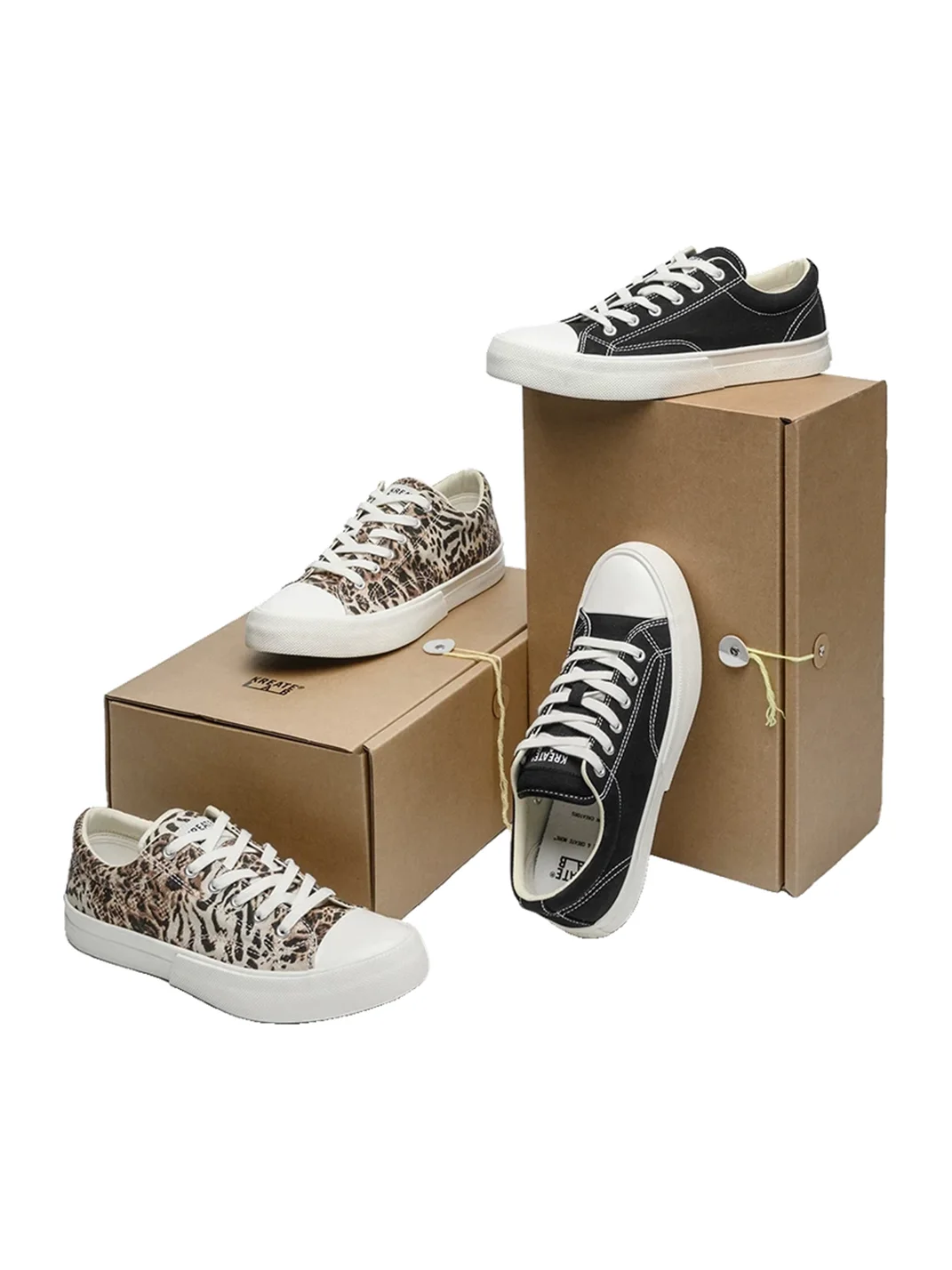 KREATE | Low-Top Thick-Sole Canvas Sneakers