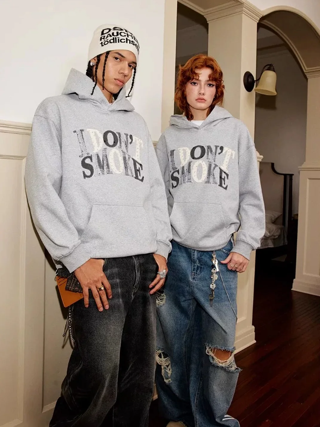 DONSMOKE | Boxy Lace Polka Dot Floral Applique Hoodie