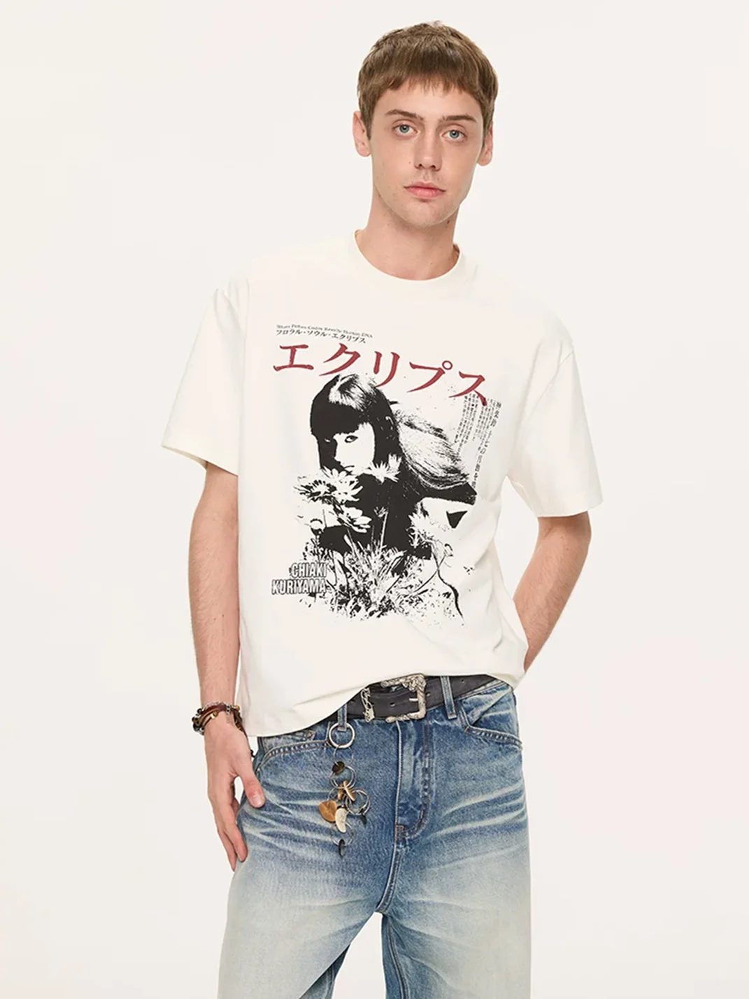 KREATE | Vintage Portrait Floral Print Short Sleeve T-Shirt
