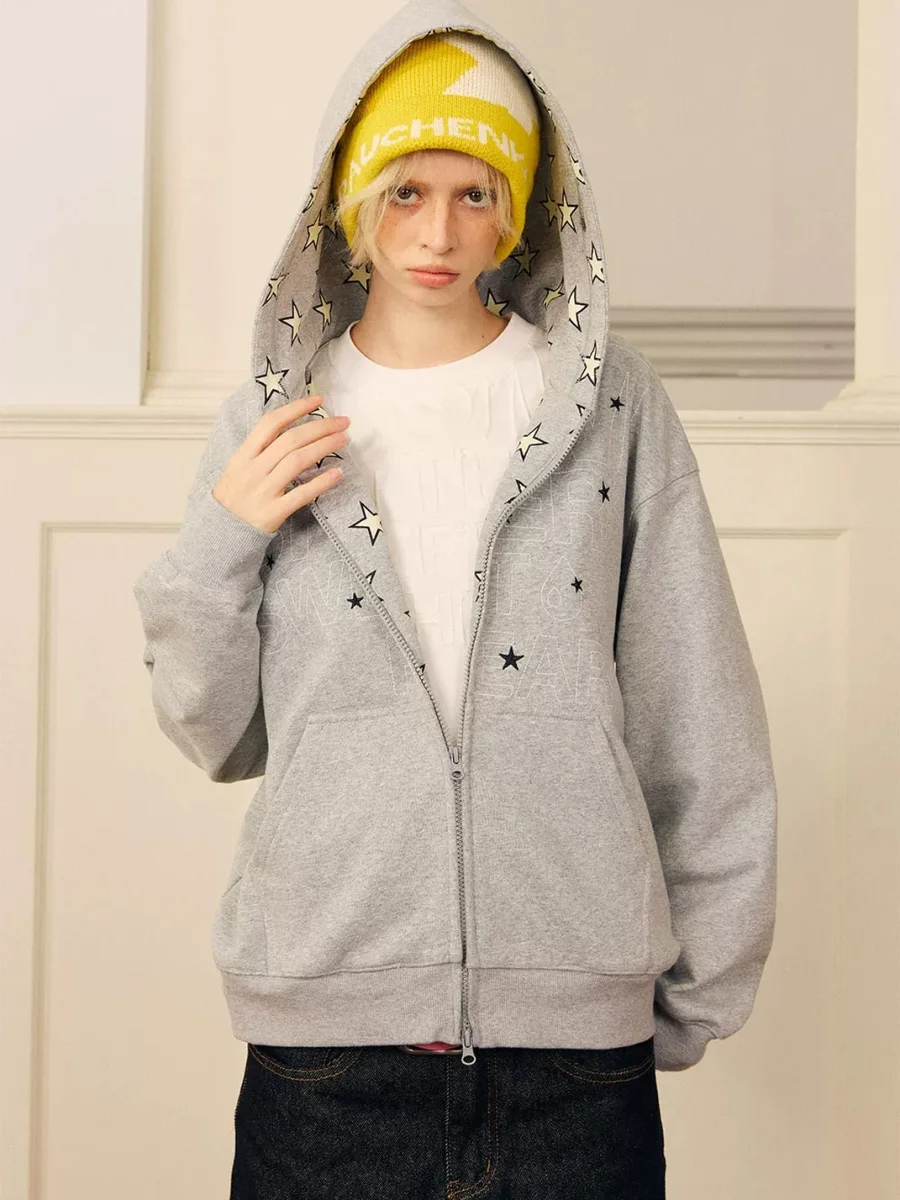 DONSMOKE | Oversized Contrast Star Print Hoodie - 2