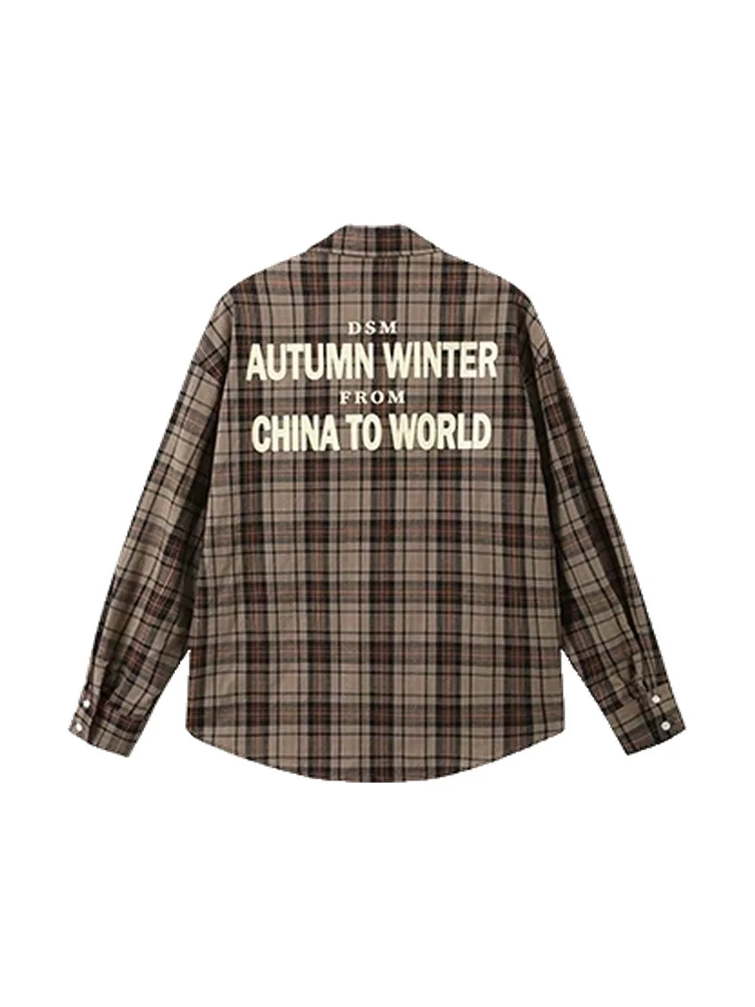 DONSMOKE | Oversized Contrast Plaid Long Sleeve Shirt