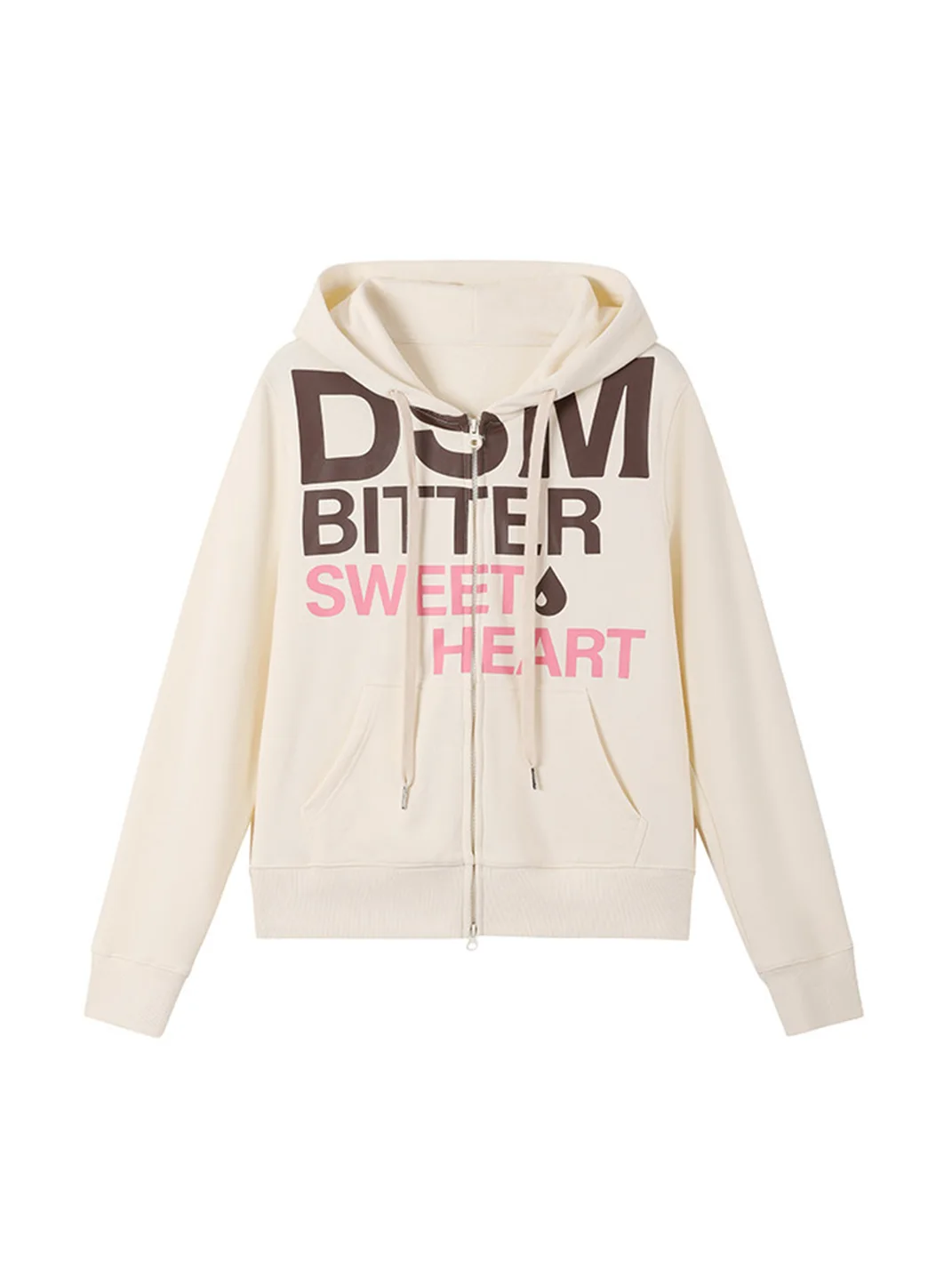 DONSMOKE | Set-In Shoulder Letter Print Zip-Up Hoodie