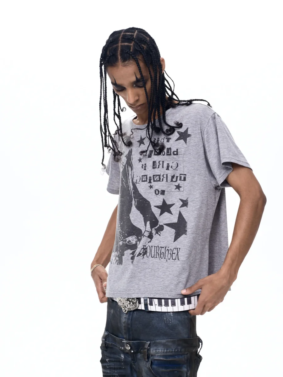 Fourth3ex | Portrait Print Short Sleeve Crewneck T-Shirt - 2