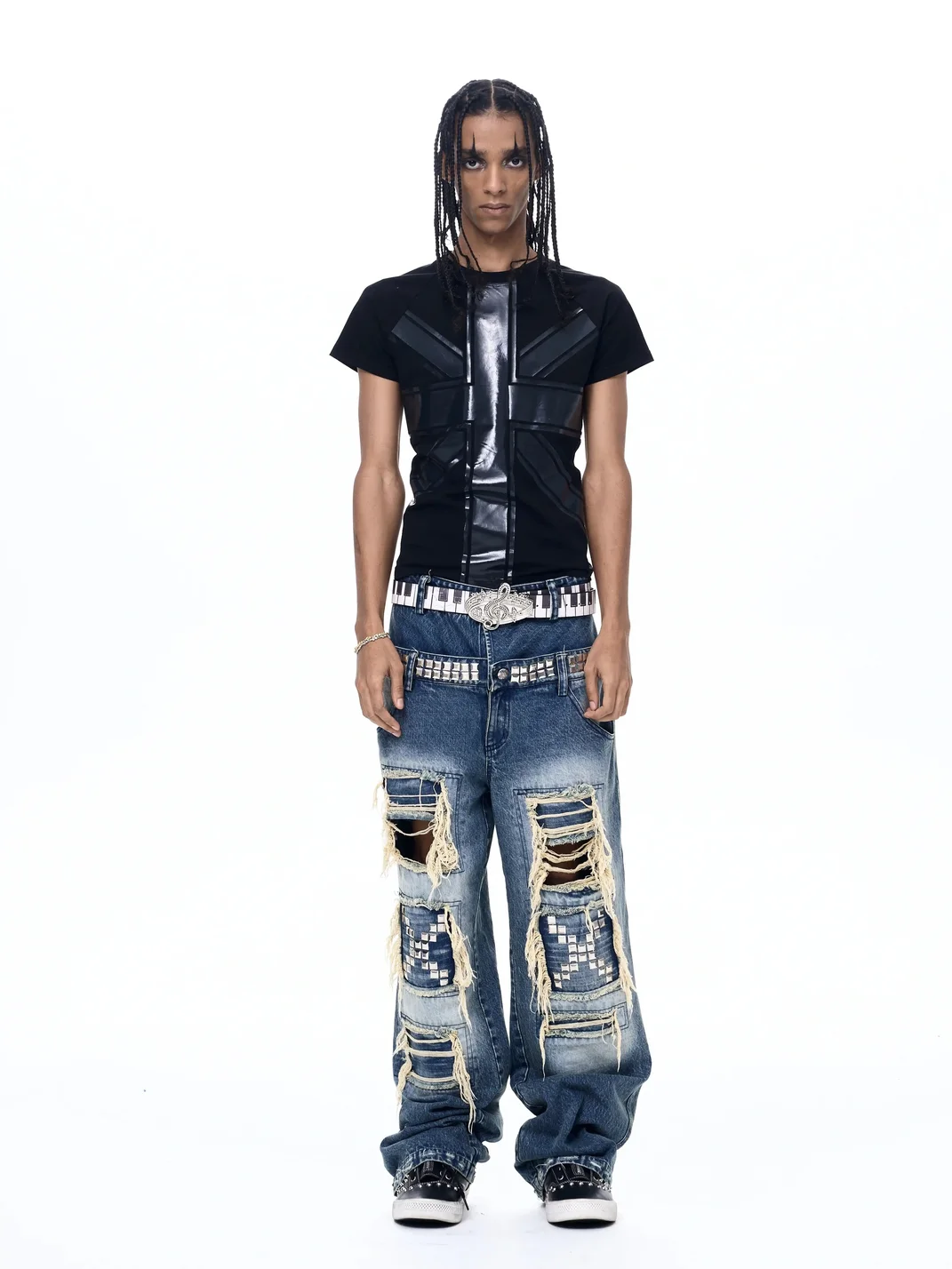 Fourth3ex | Cross Print Crew Neck Short Sleeve T-Shirt