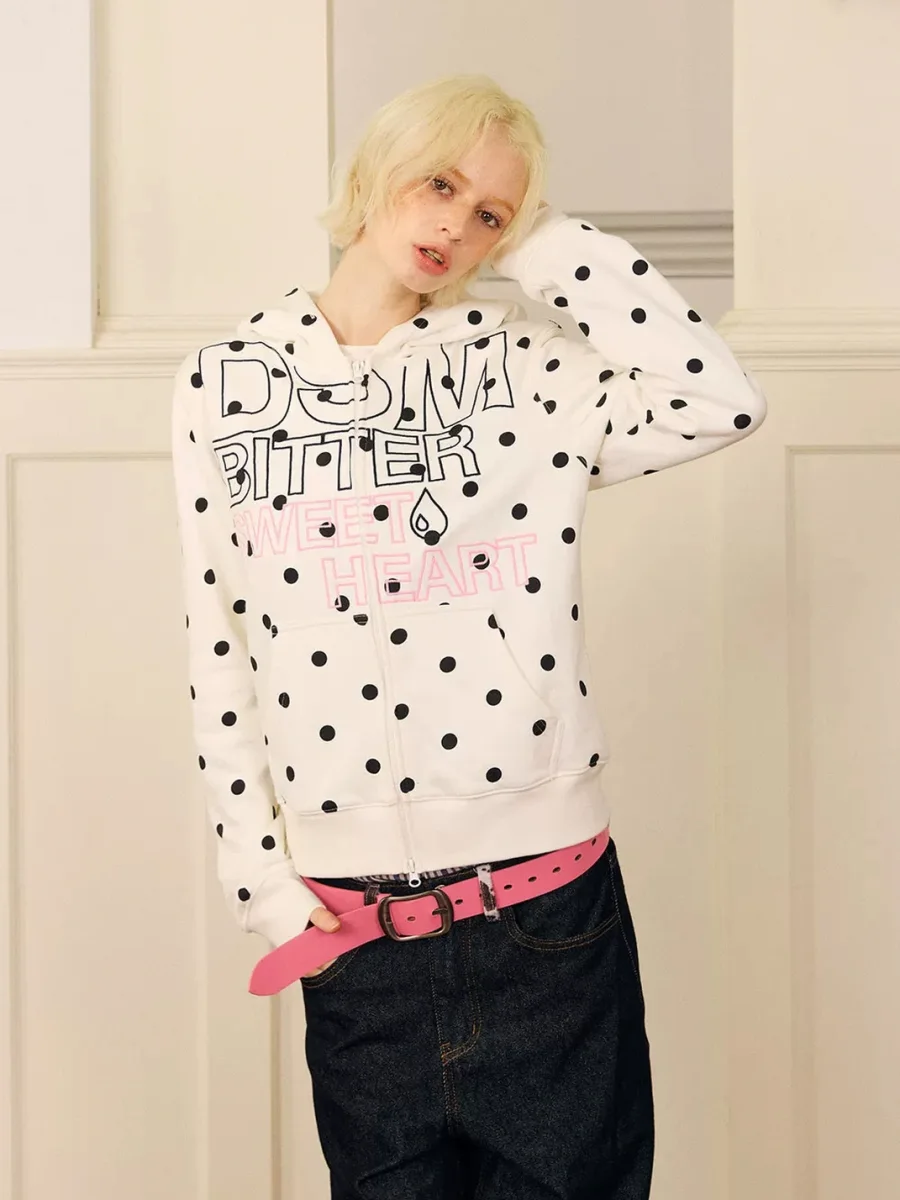 DONSMOKE | Polka Dot Set-In Shoulder Logo Sweatshirt - 2