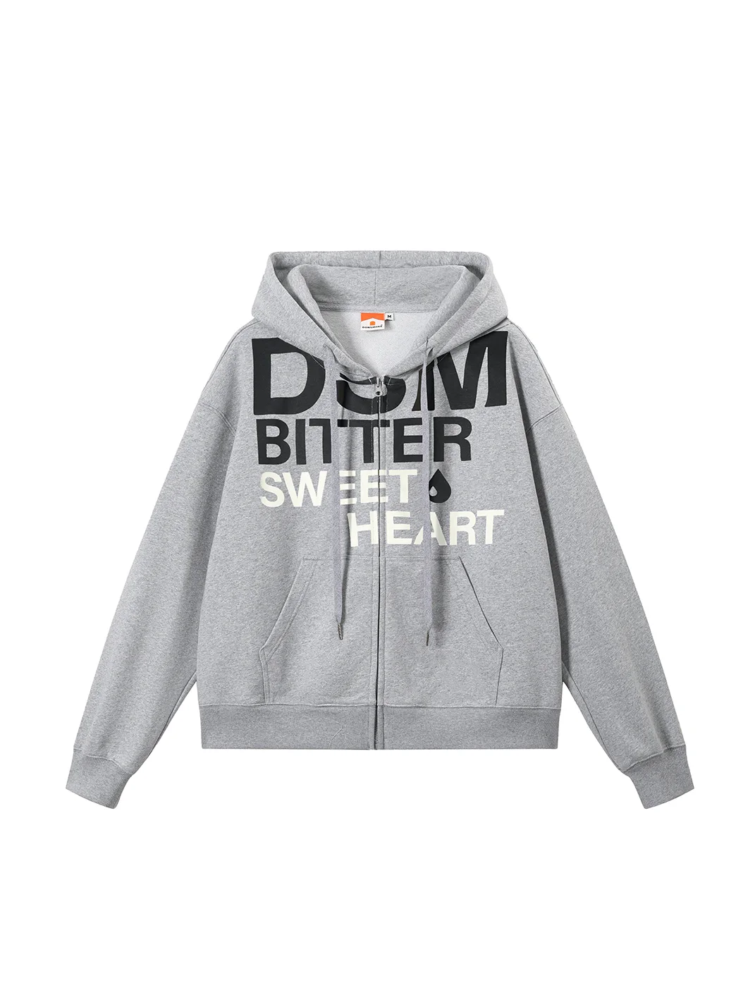 DONSMOKE | Set-In Shoulder Letter Print Zip-Up Hoodie