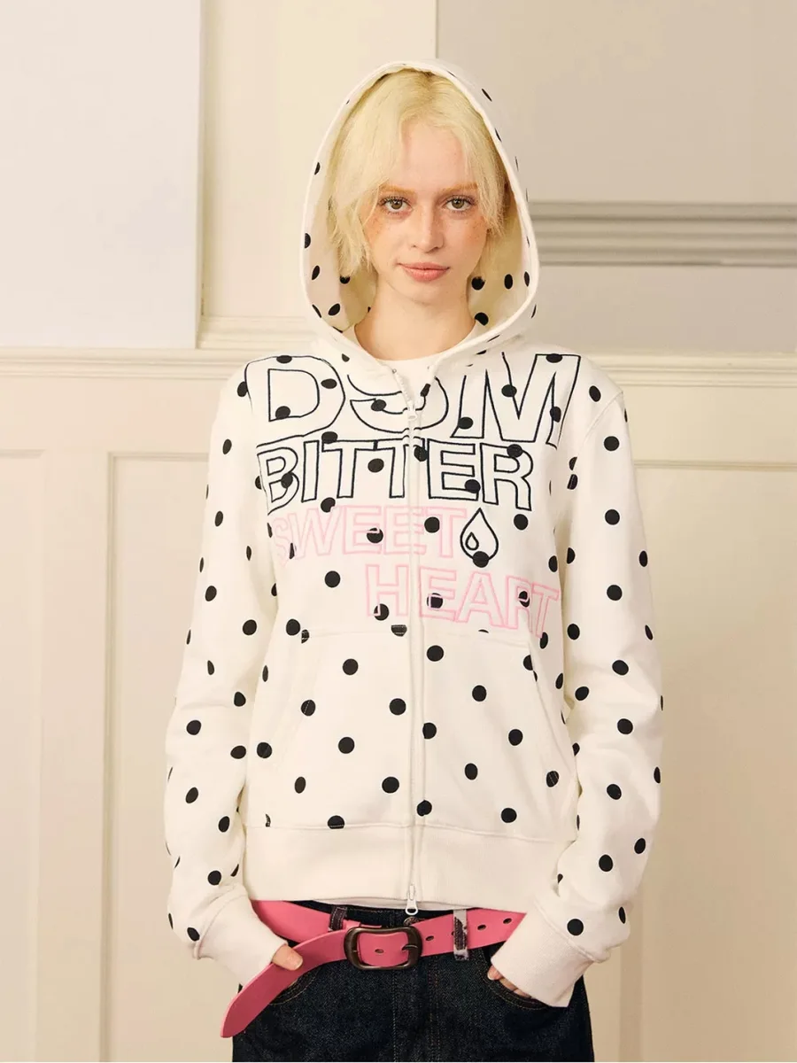 DONSMOKE | Polka Dot Set-In Shoulder Logo Sweatshirt - 3