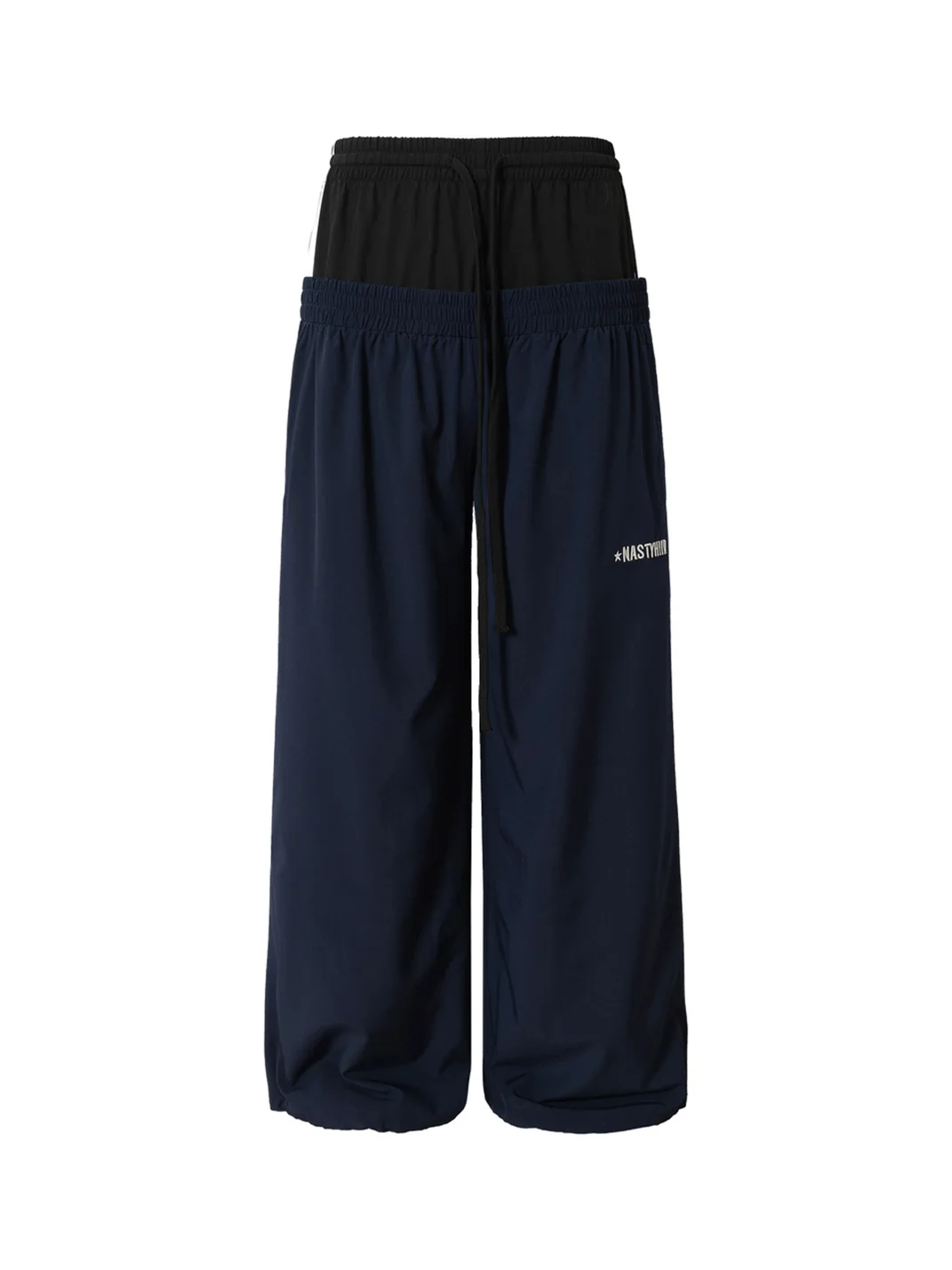 NASTYHUB | Star Embroidered Double Waistband Wide Leg Sweatpants