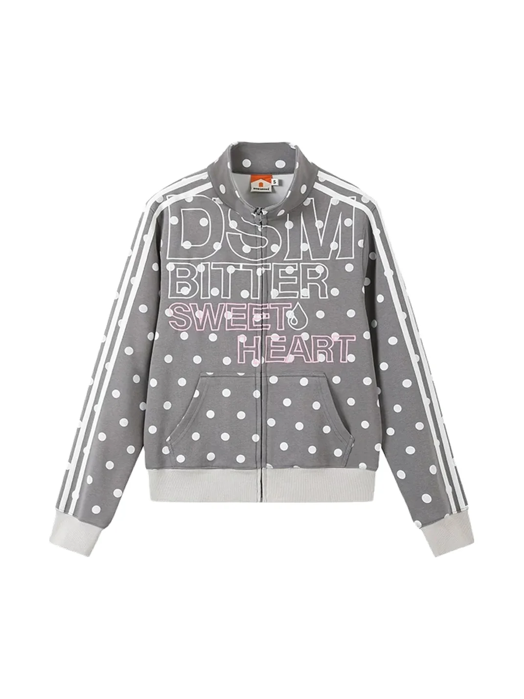 DONSMOKE | Polka Dot Stand Collar Sweatshirt Jacket