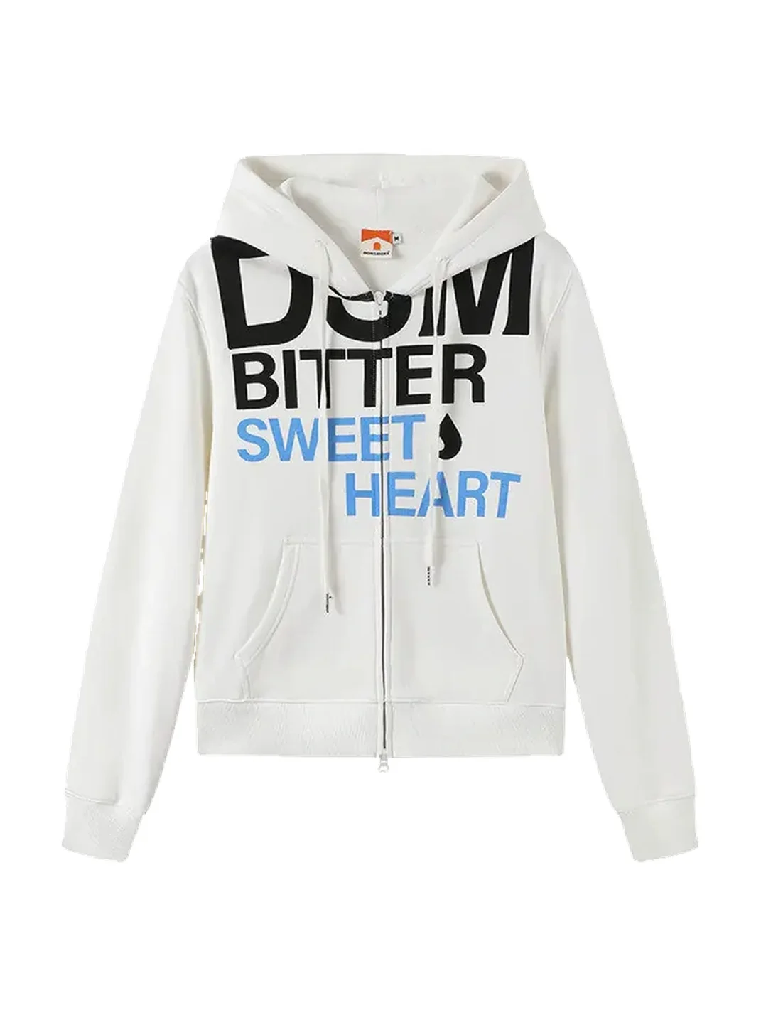 DONSMOKE | Set-In Shoulder Letter Print Zip-Up Hoodie