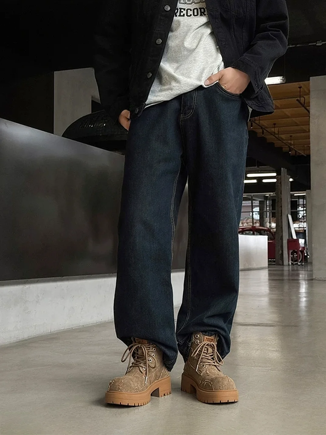 FGMM | Distressed Denim Platform Work Boots