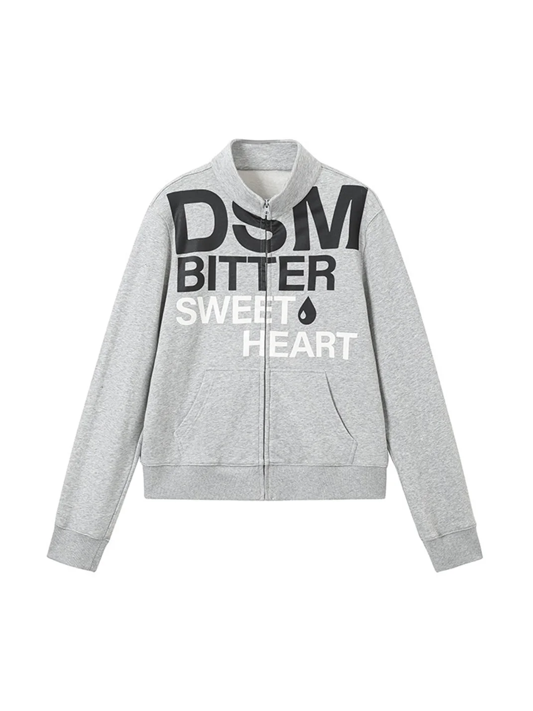 DONSMOKE | Set-In Shoulder Letter Print Zip-Up Hoodie