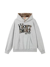 DONSMOKE | Loose Fit Leopard Star Applique Fleece Sweatshirt