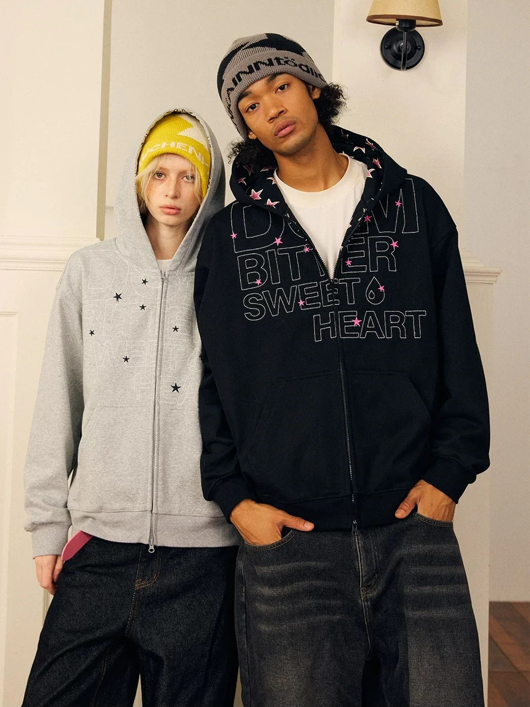 DONSMOKE | Oversized Contrast Star Print Hoodie