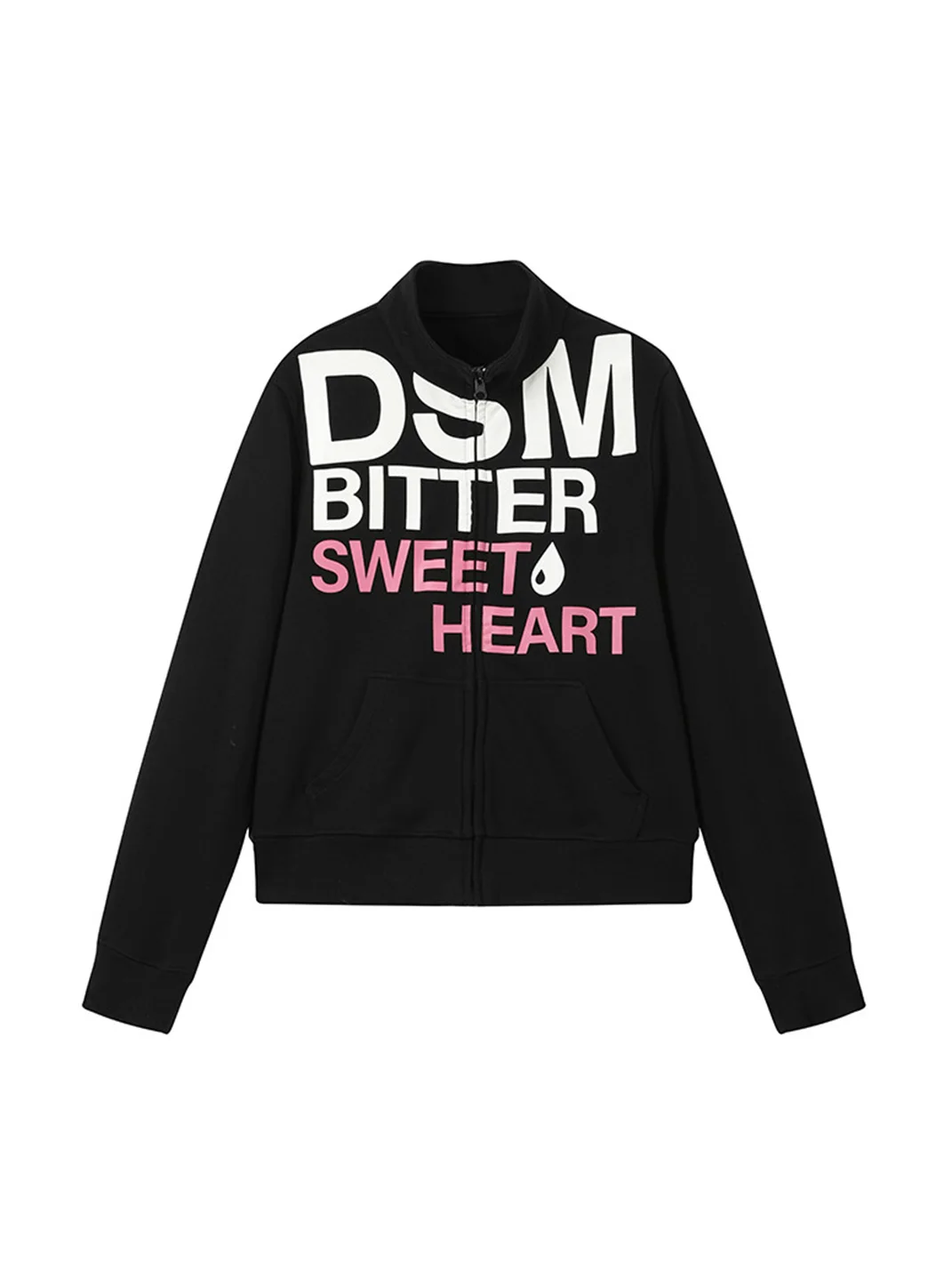 DONSMOKE | Set-In Shoulder Letter Print Zip-Up Hoodie