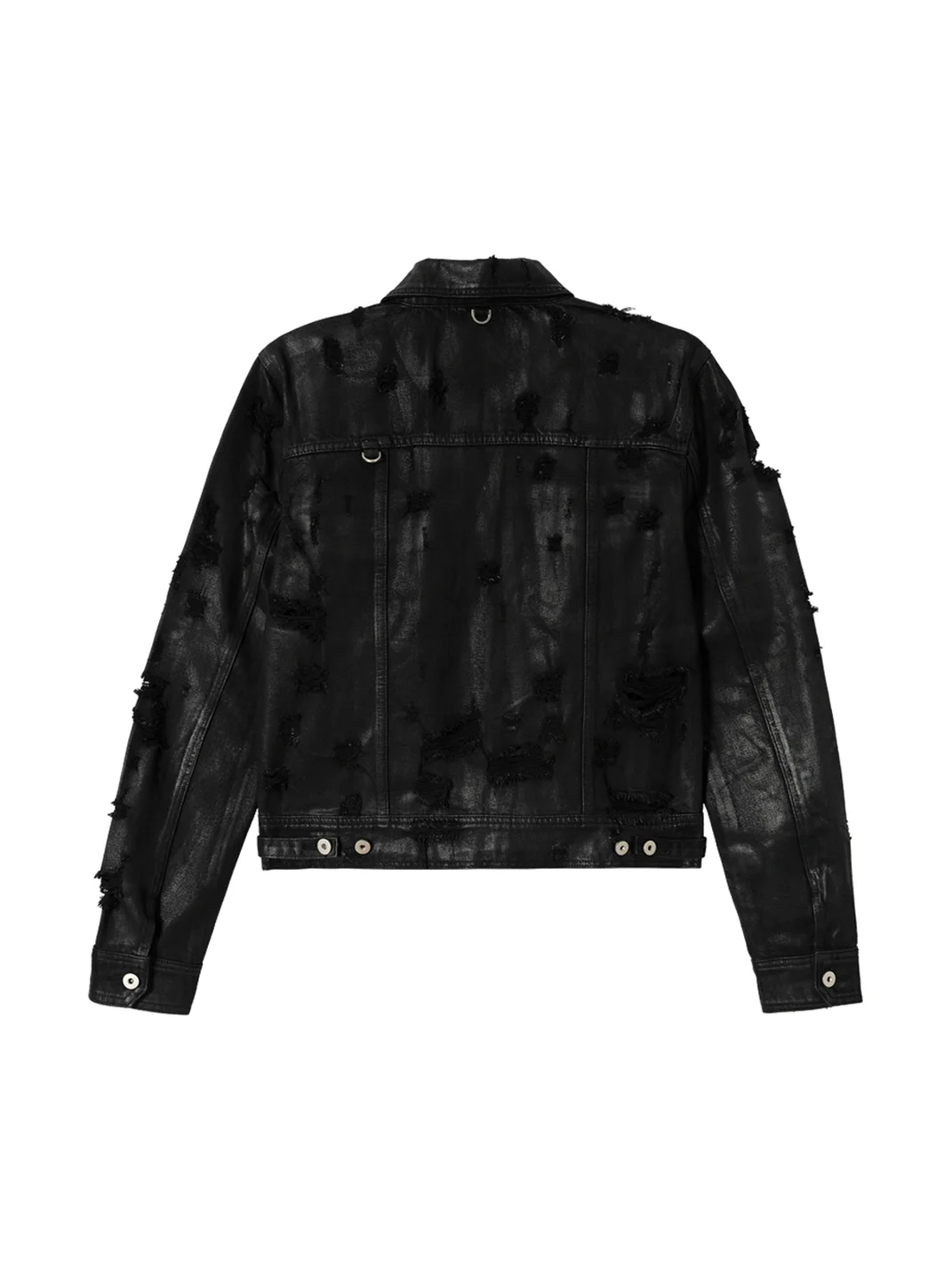 NASTYHUB | Distressed Metal Ring Short Wide Denim Jacket