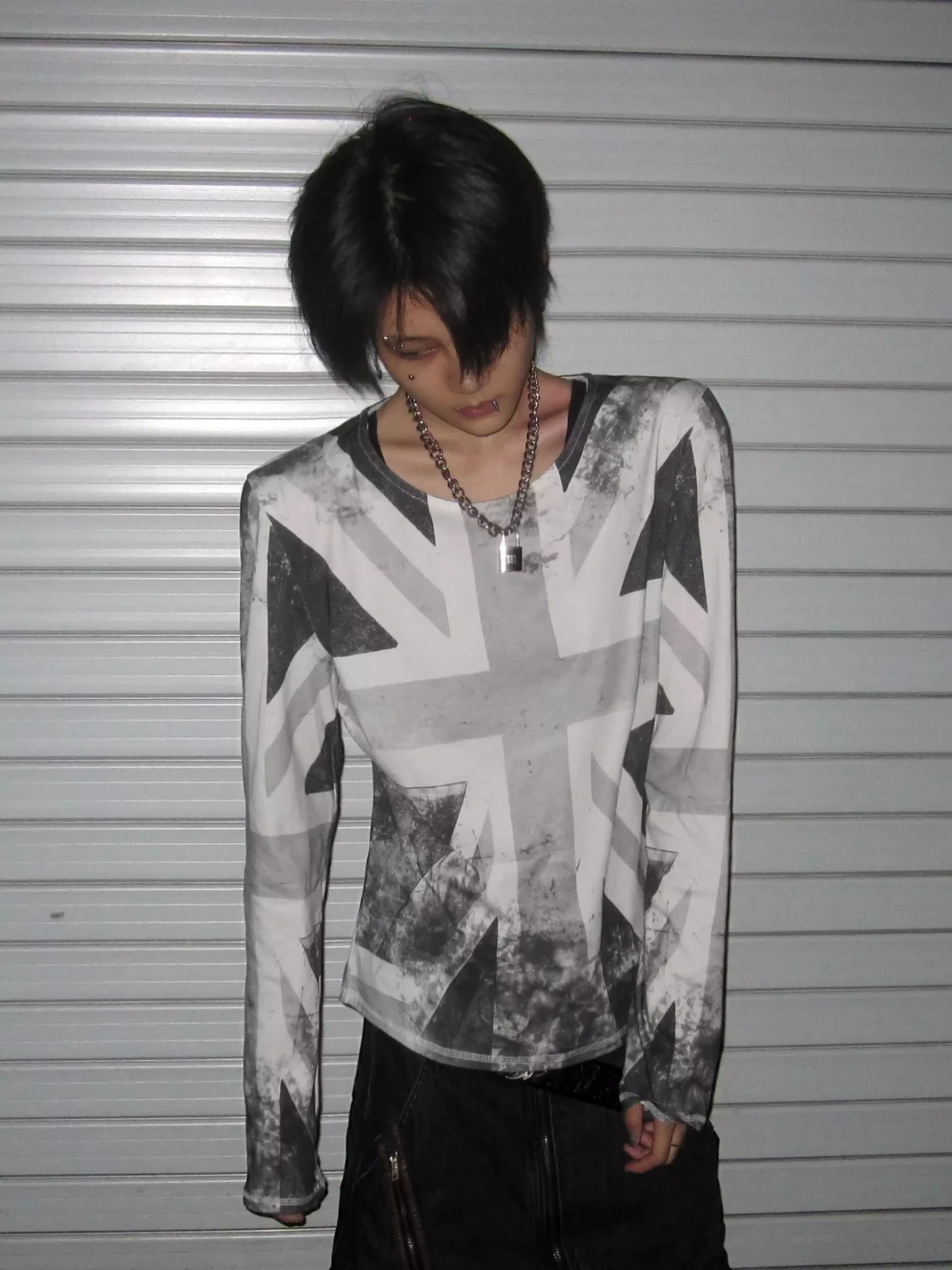 NASTYHUB | Slim Fit Union Jack Print Long Sleeve Top