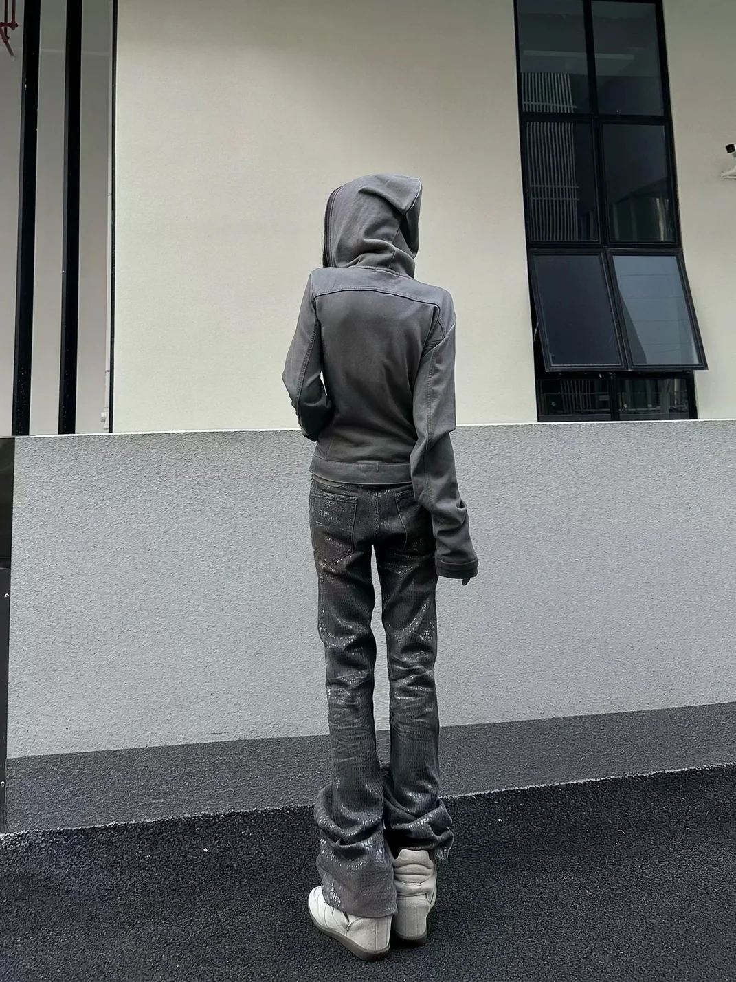 NASTYHUB | Washed Distressed Slim-Fit Biker Zip Hoodie