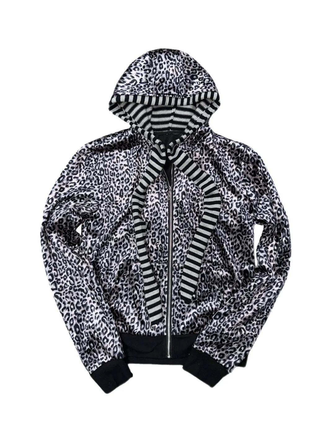 Fourth3ex | Velvet Leopard Print Zip-Up Hoodie