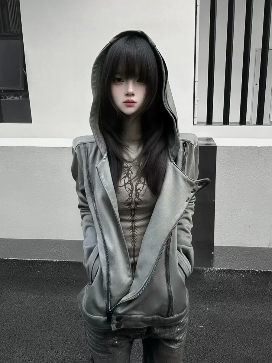 NASTYHUB | Washed Distressed Slim-Fit Biker Zip Hoodie - 3