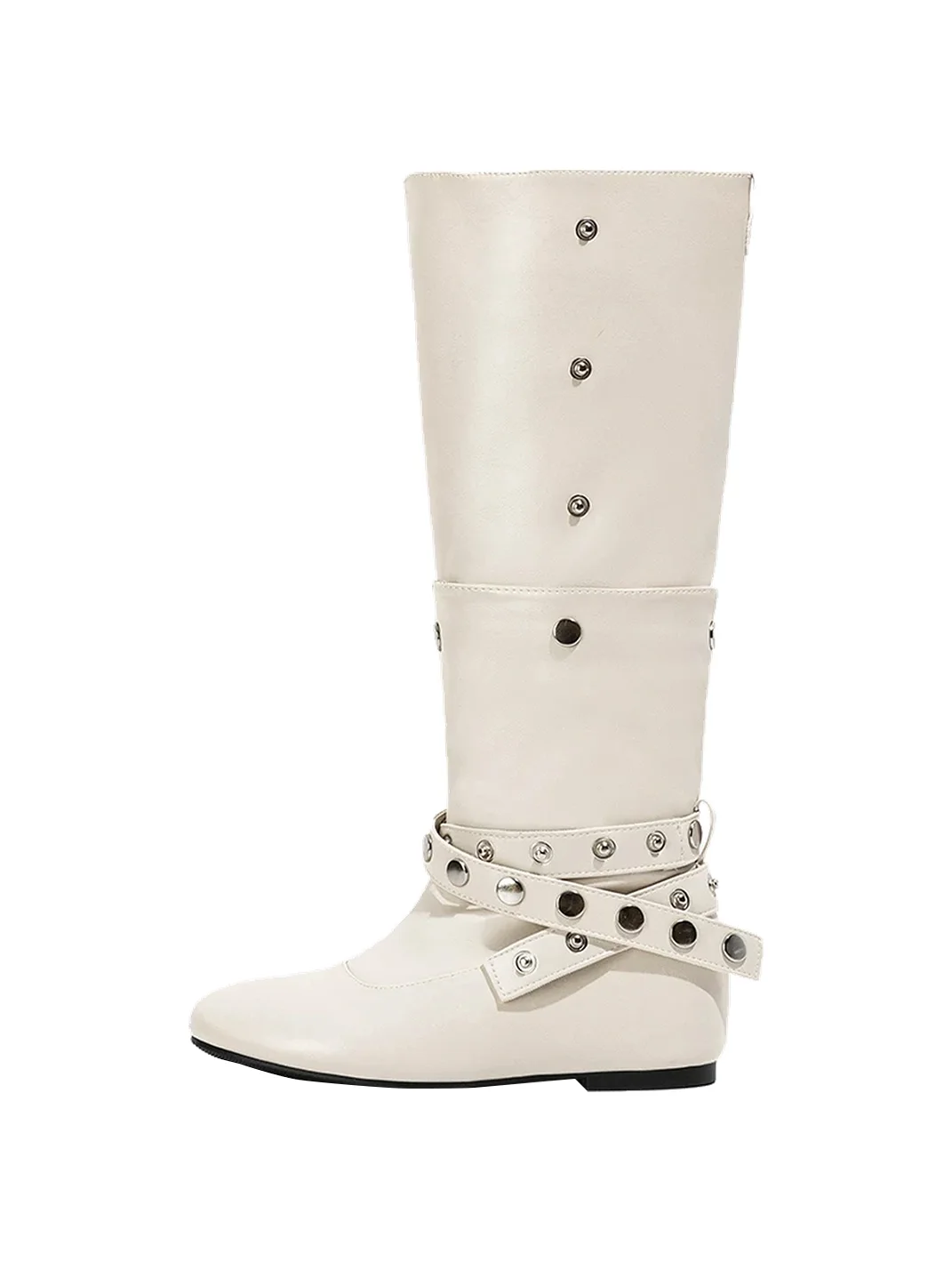 LMDD | Convertible Studded Round Toe Hidden Lift Tall Boots