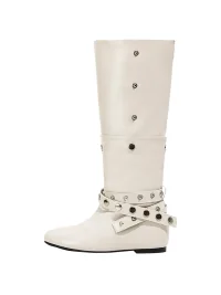 LMDD | Convertible Studded Round Toe Hidden Lift Tall Boots