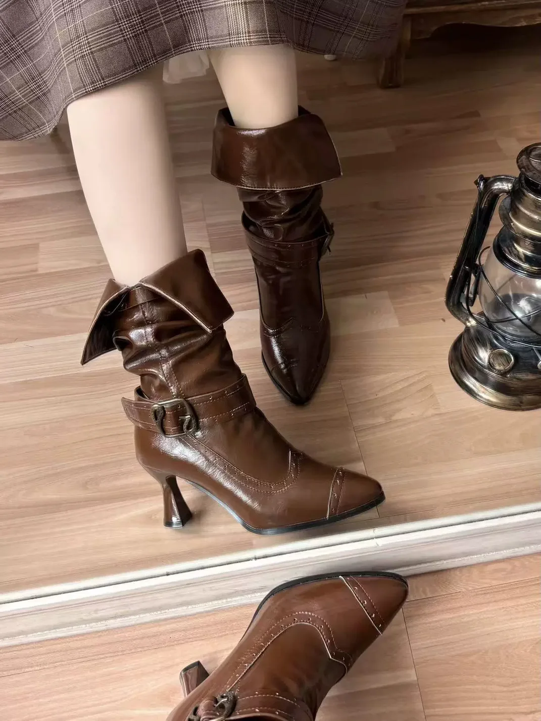Ditalos | Retro Pointed-Toe High-Heel Lolita Slouch Boots