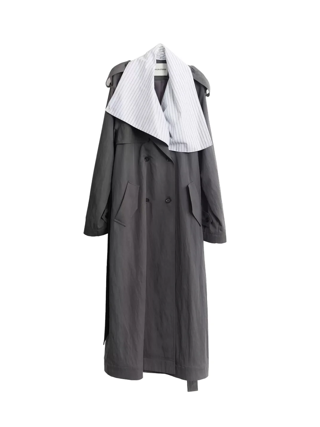 Jnylon studios | Oversized Faux-Layered Contrast Trench Coat With Detachable Collar