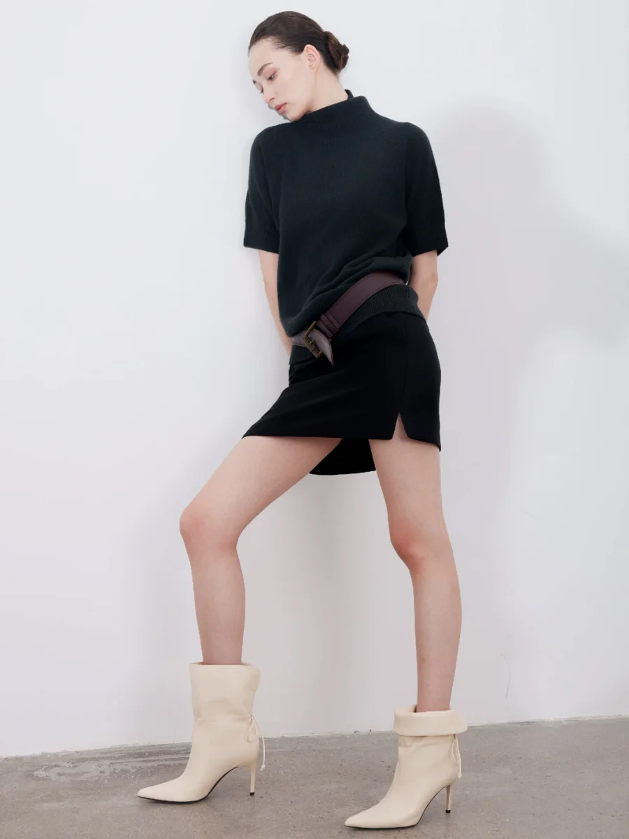 Cihi | Ruched Fold-Over Pointed Toe Stiletto Ankle Boots - 4