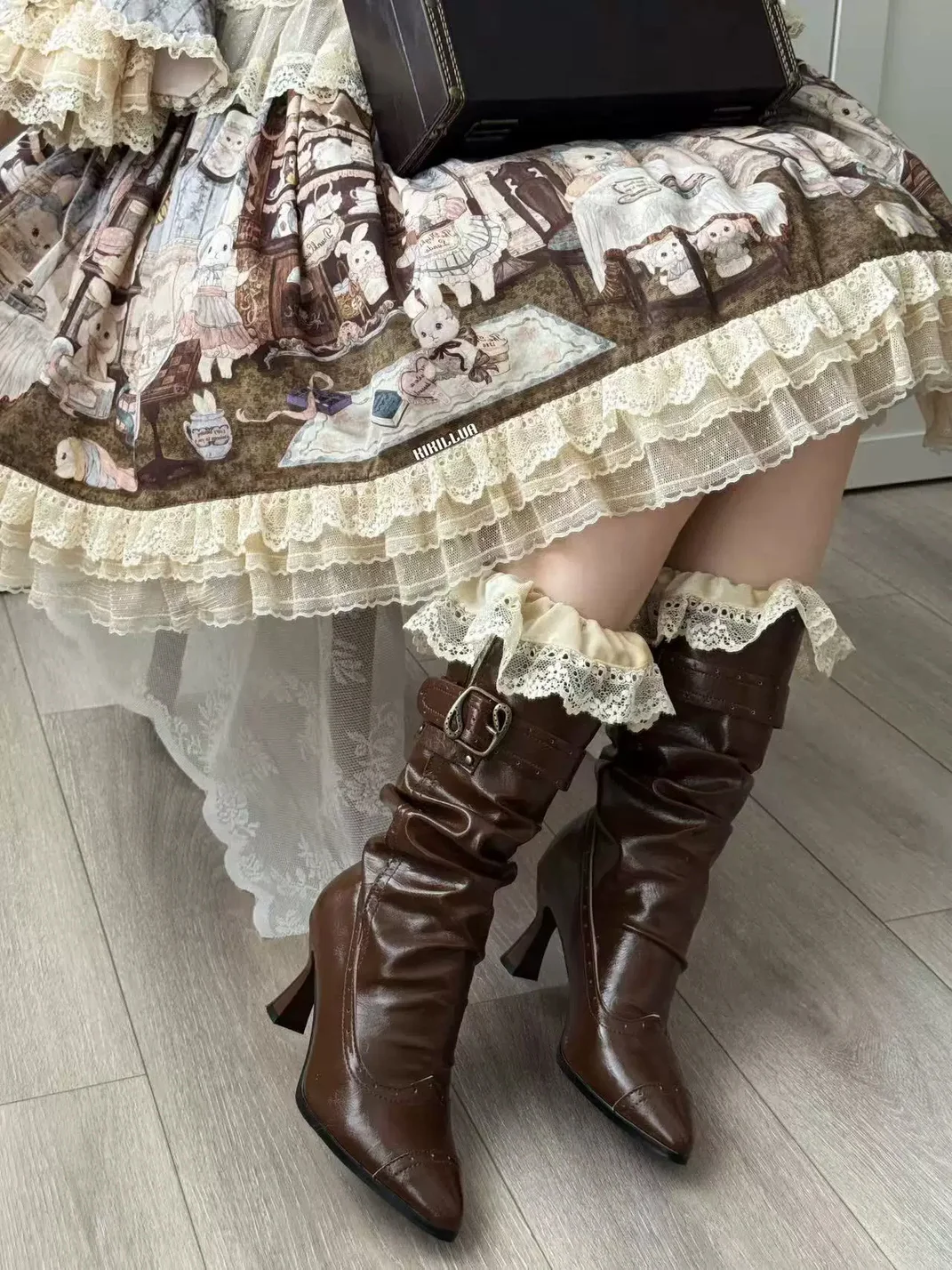 Ditalos | Retro Pointed-Toe High-Heel Lolita Slouch Boots