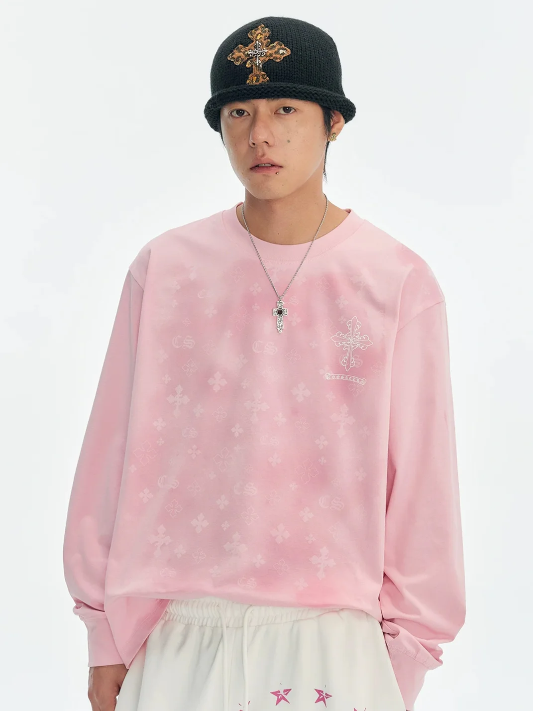 CoosRetro | Loose Fit Sweat-Reactive Print Long Sleeve T-Shirt