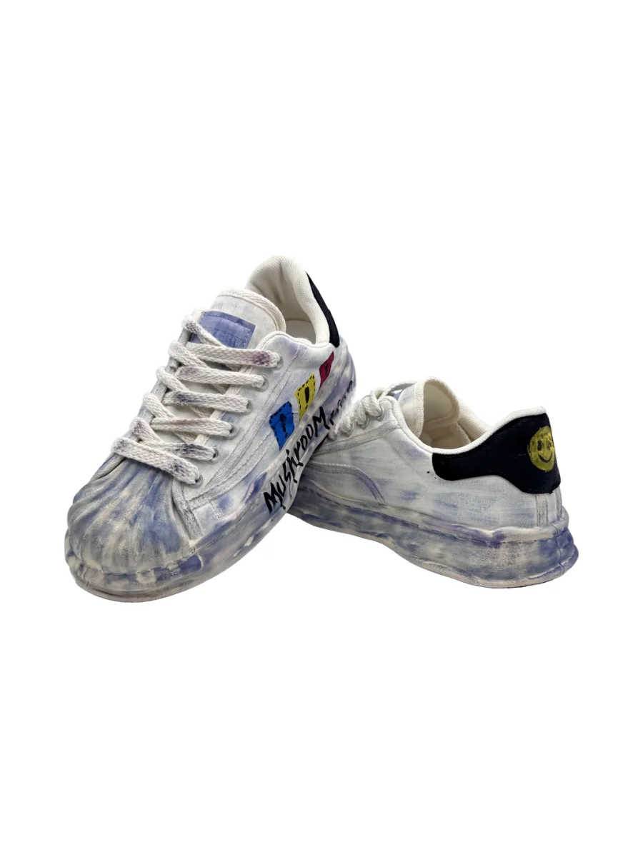 Savage Growth | Shell-Toe Platform Graffiti Smiley Sneakers - 2