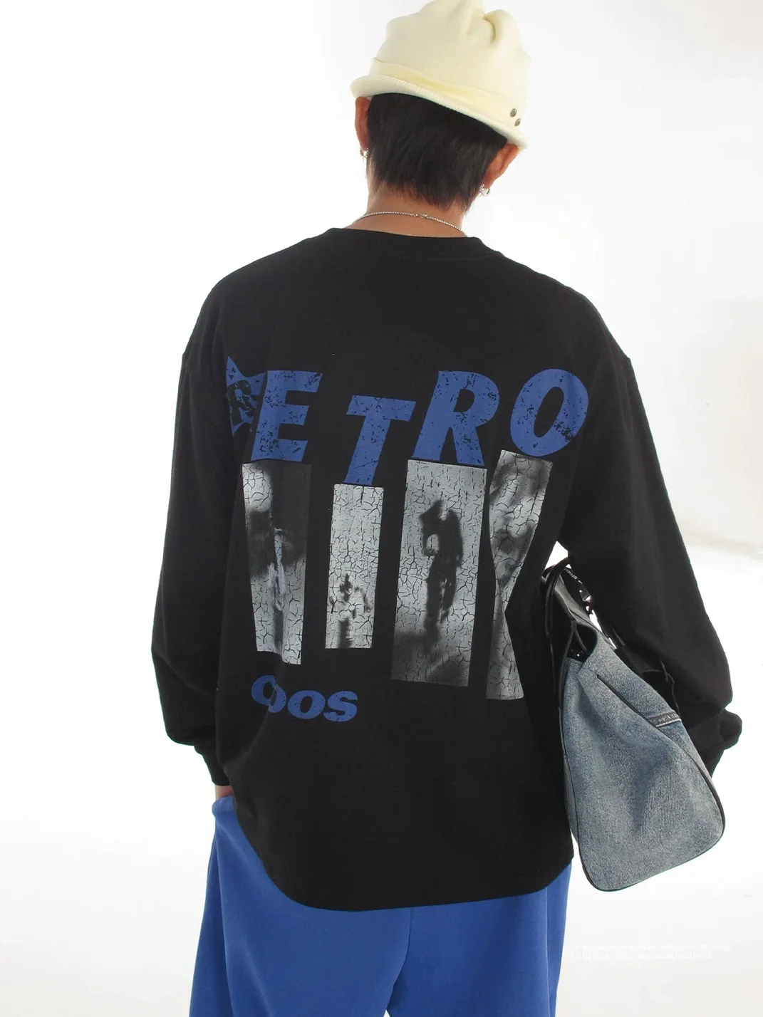 CoosRetro | Loose-Fit Distressed Graphic Cotton Long-Sleeve T-Shirt