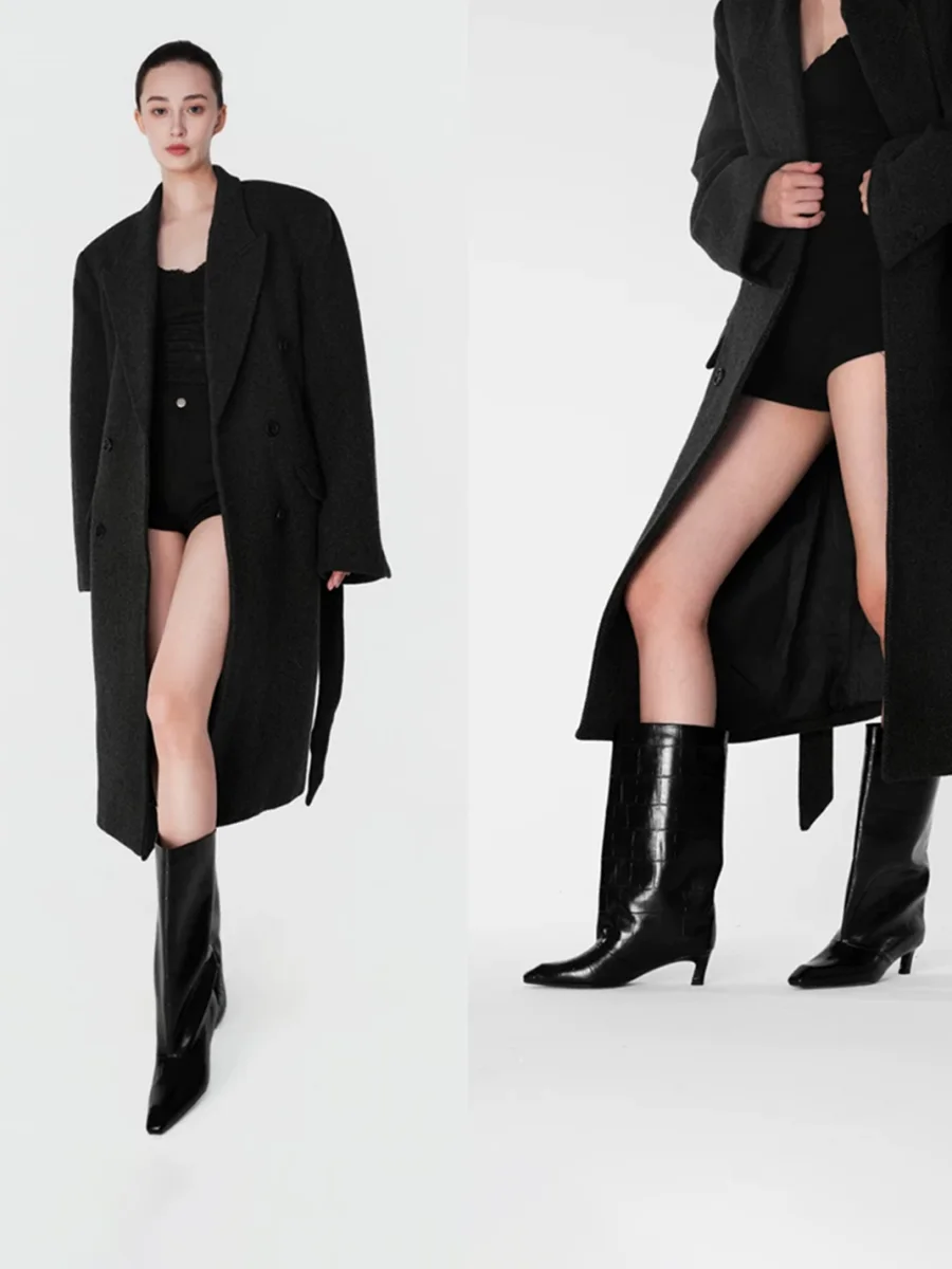 Cihi | Square-Toe Kitten-Heel Straight-Shaft Boots - 3
