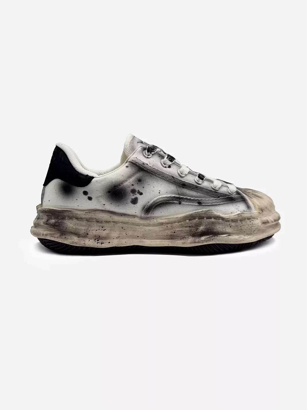 Savage Growth | Distressed Shell-Toe Ink Splatter Low-Top Sneakers