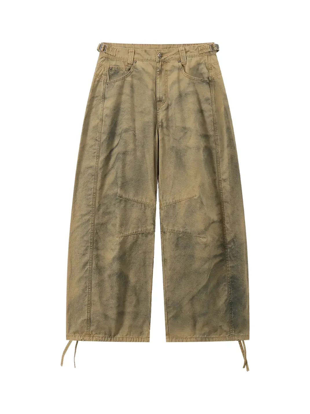 CoosRetro | Distressed Embroidered Wide-Leg Workwear Pants