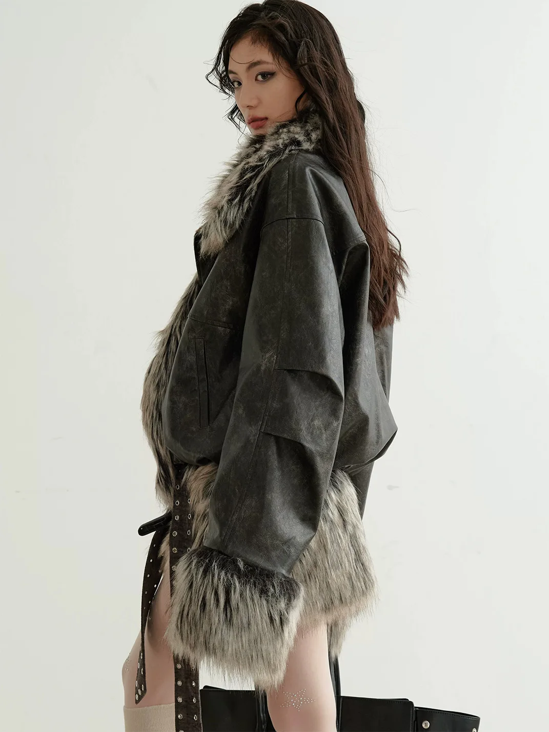 Jnylon studios | Reversible Plaid Faux Leather Jacket
