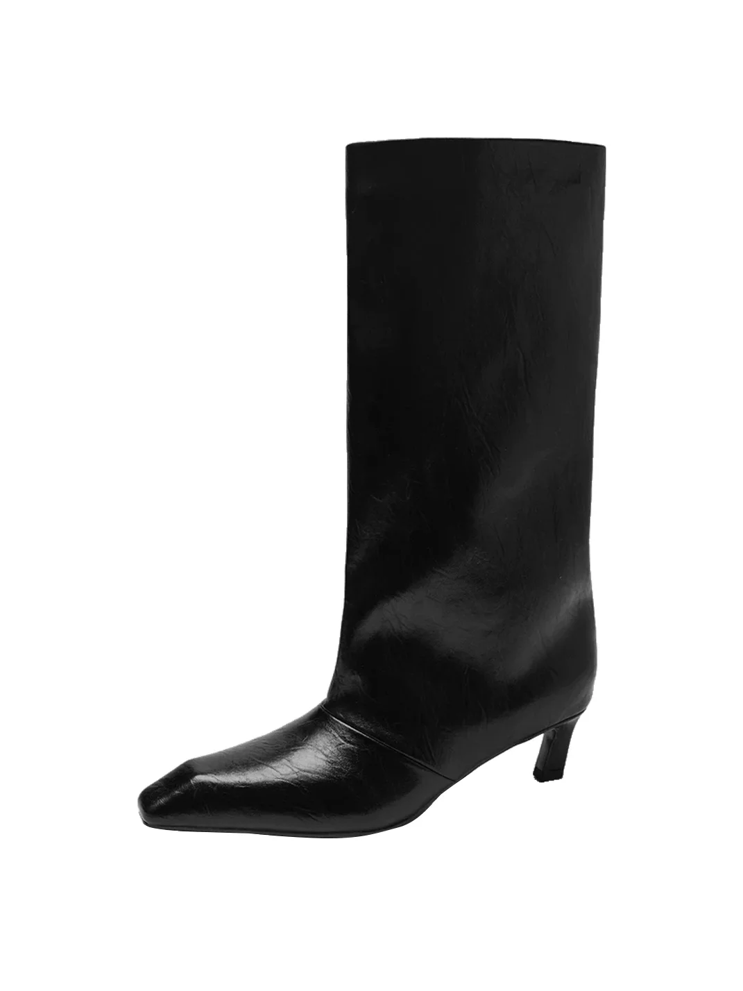 Cihi | Square-Toe Kitten-Heel Straight-Shaft Boots