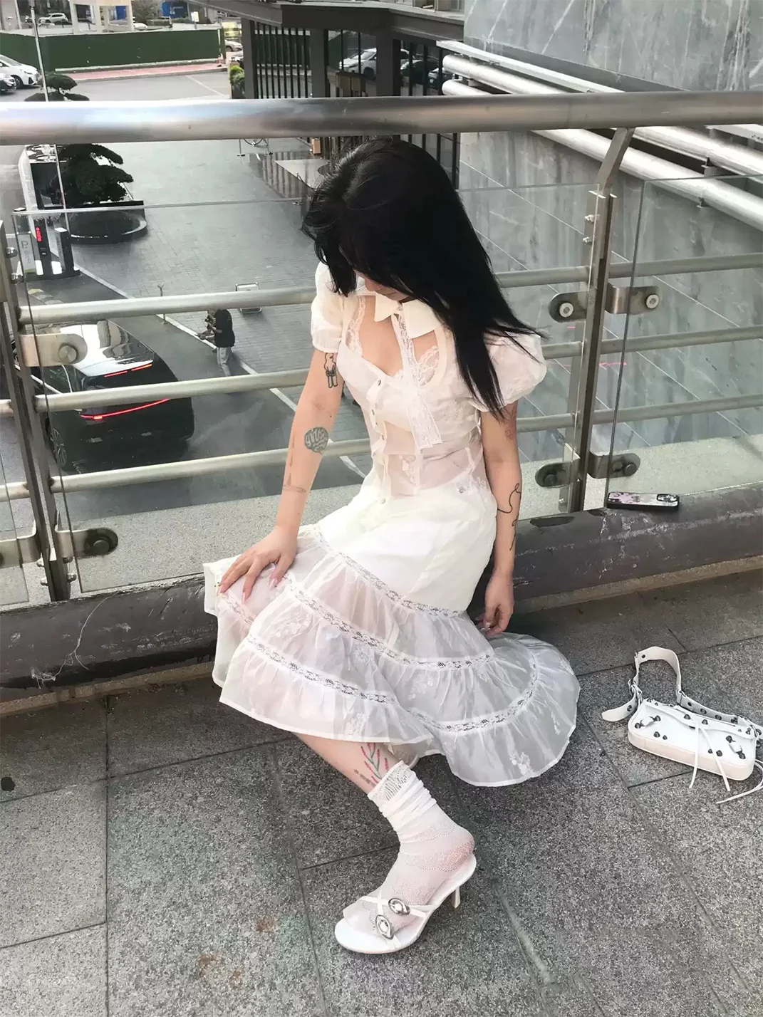 Chipchipshop | White Lace Tencel Cotton Full Skirt With Undershorts