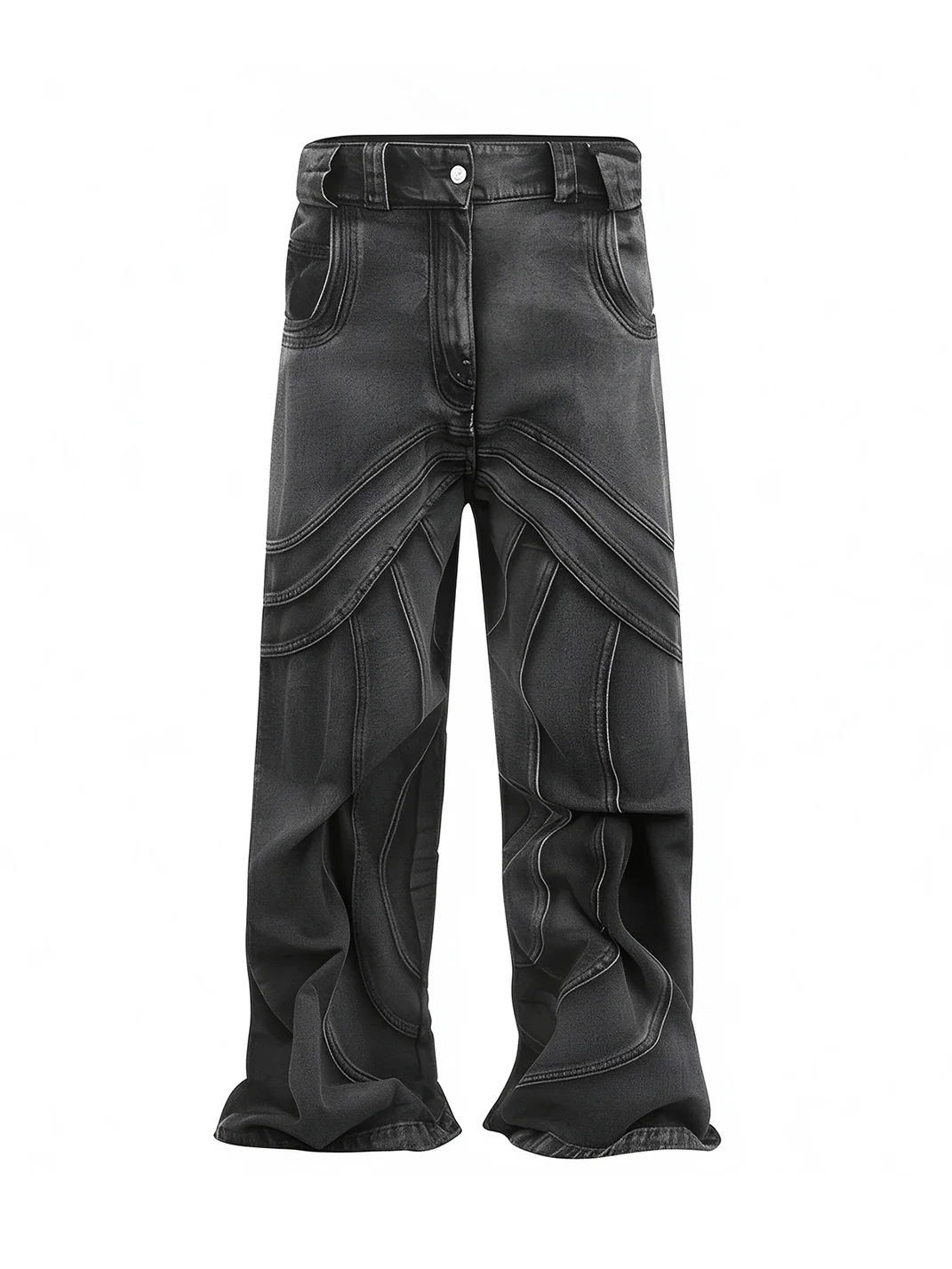 NO FAITH STUDIOS | Wave Seam Washed Loose Bootcut Jeans