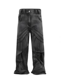 NO FAITH STUDIOS | Wave Seam Washed Loose Bootcut Jeans