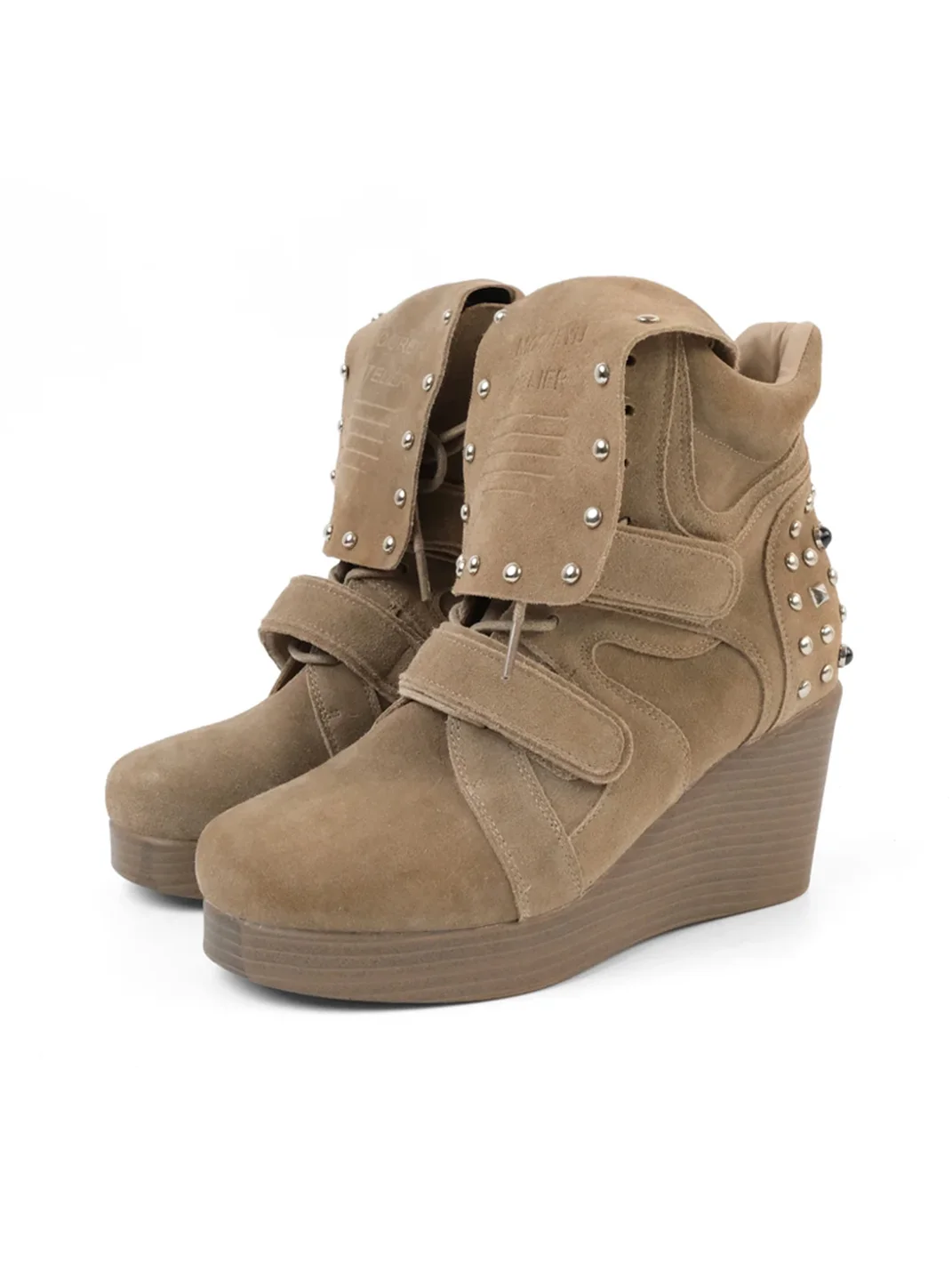 Mooreyu Atelier | Studded Suede Platform Ankle Boots