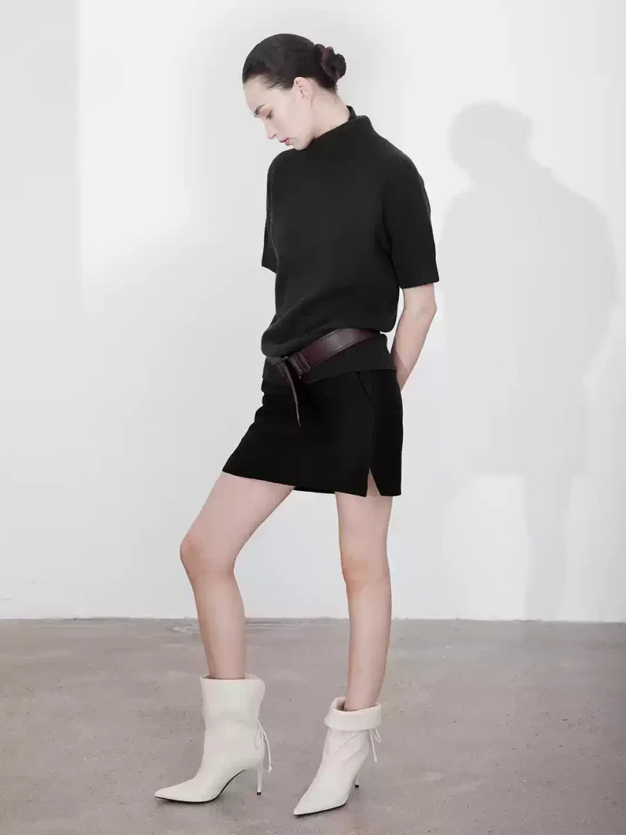 Cihi | Ruched Fold-Over Pointed Toe Stiletto Ankle Boots - 3