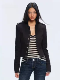 BUM STUDIO | Napoleonic Coated Structured Slim-Fit Jacket