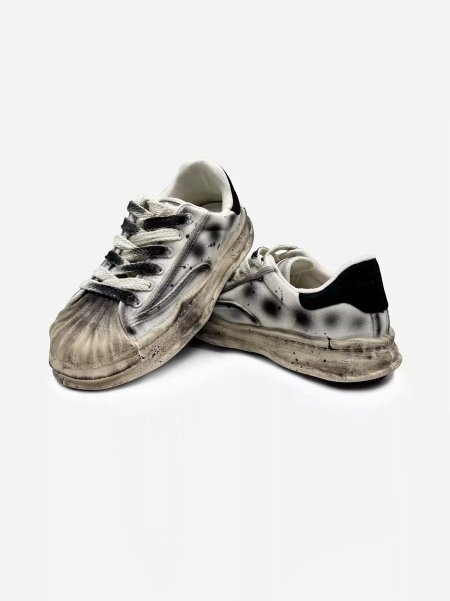 Savage Growth | Distressed Shell-Toe Ink Splatter Low-Top Sneakers - 2