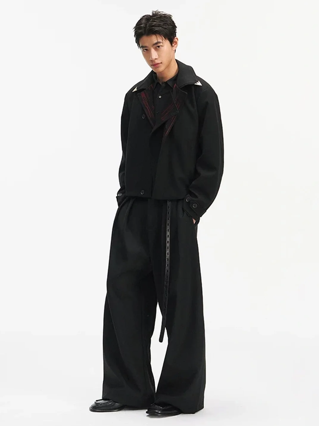 TAICHIISM | Cropped Wide-Fit Embroidered Jacket With Ornate Metal Buttons