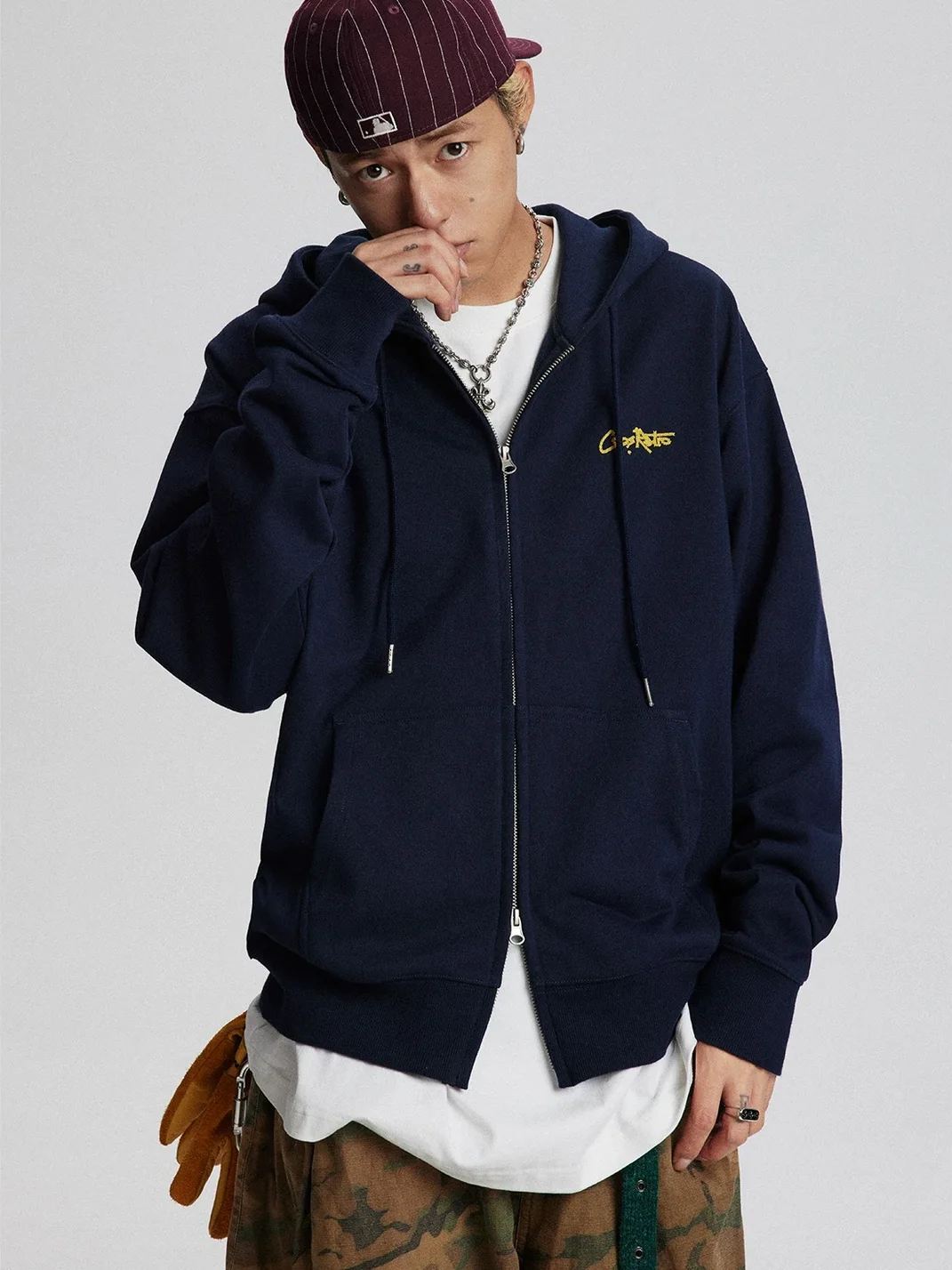 CoosRetro | Retro Loose-Fit Zip-Up Sweatshirt