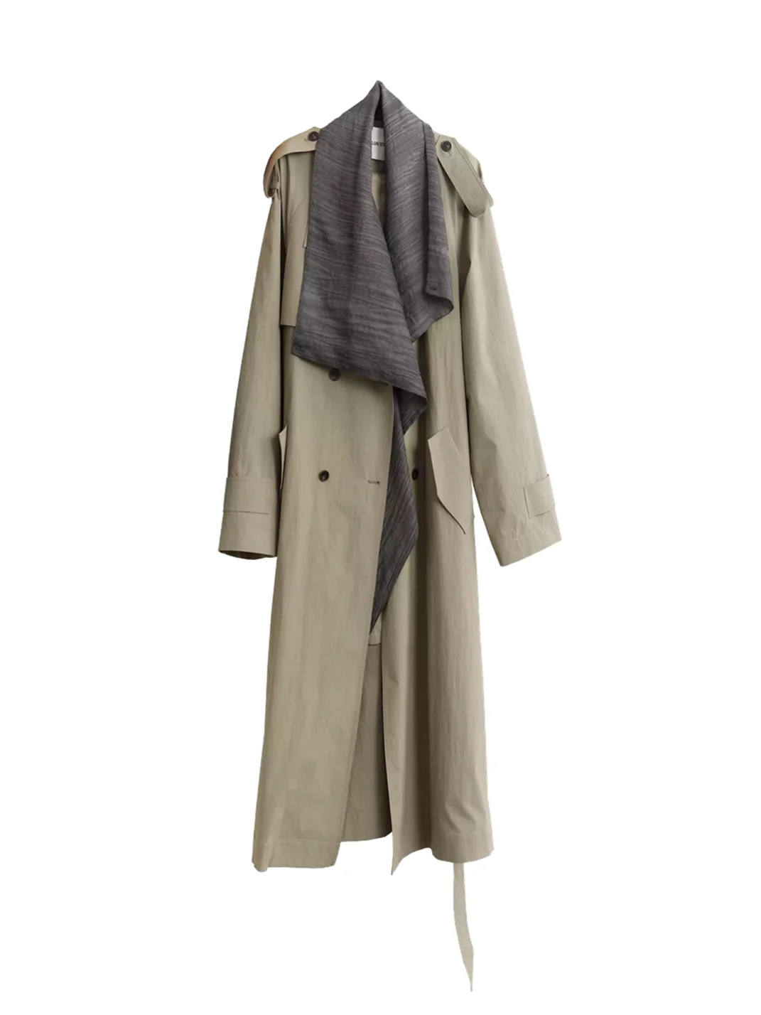 Jnylon studios | Oversized Faux-Layered Contrast Trench Coat With Detachable Collar